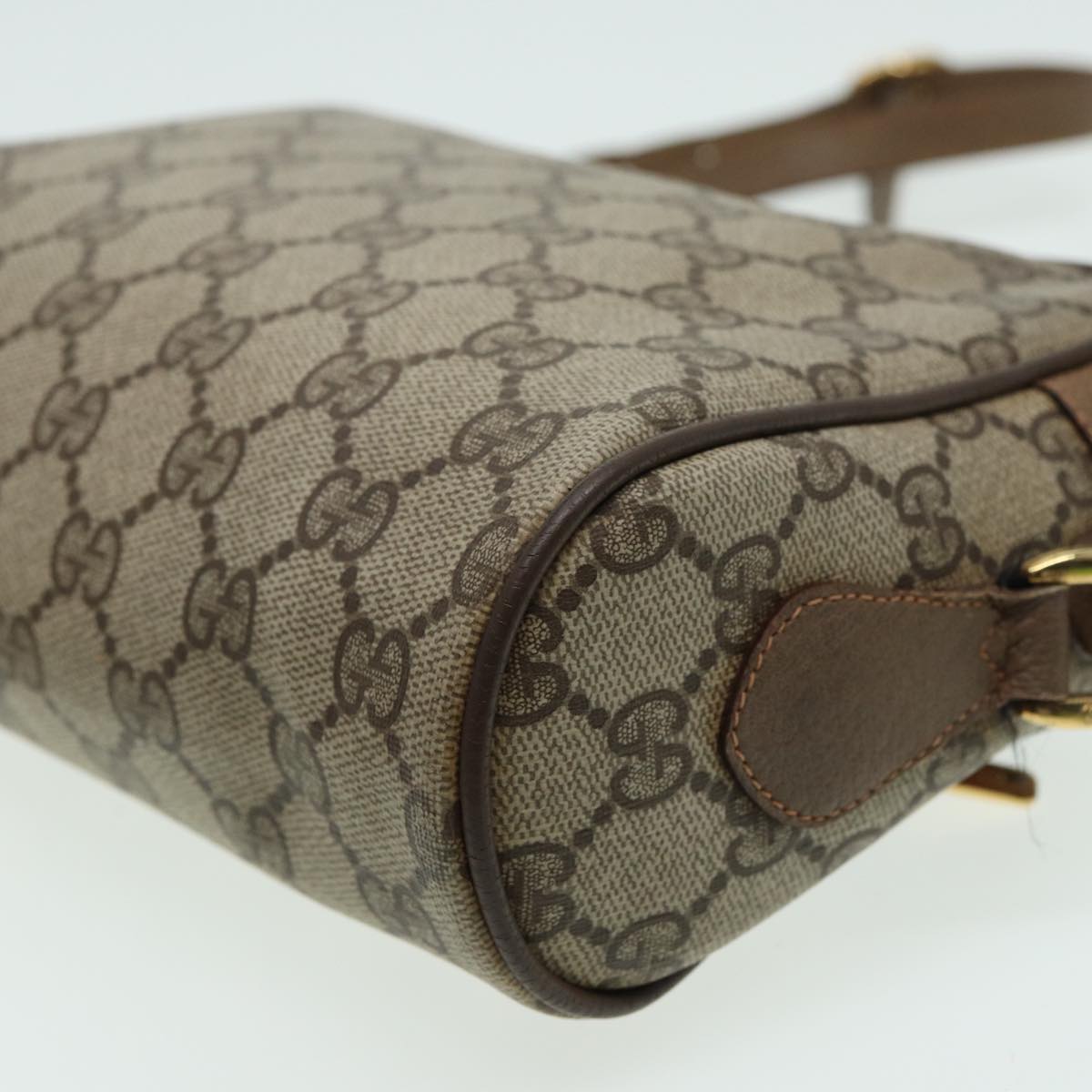 GUCCI GG Canvas Web Sherry Line Shoulder Bag PVC Leather Beige 83135