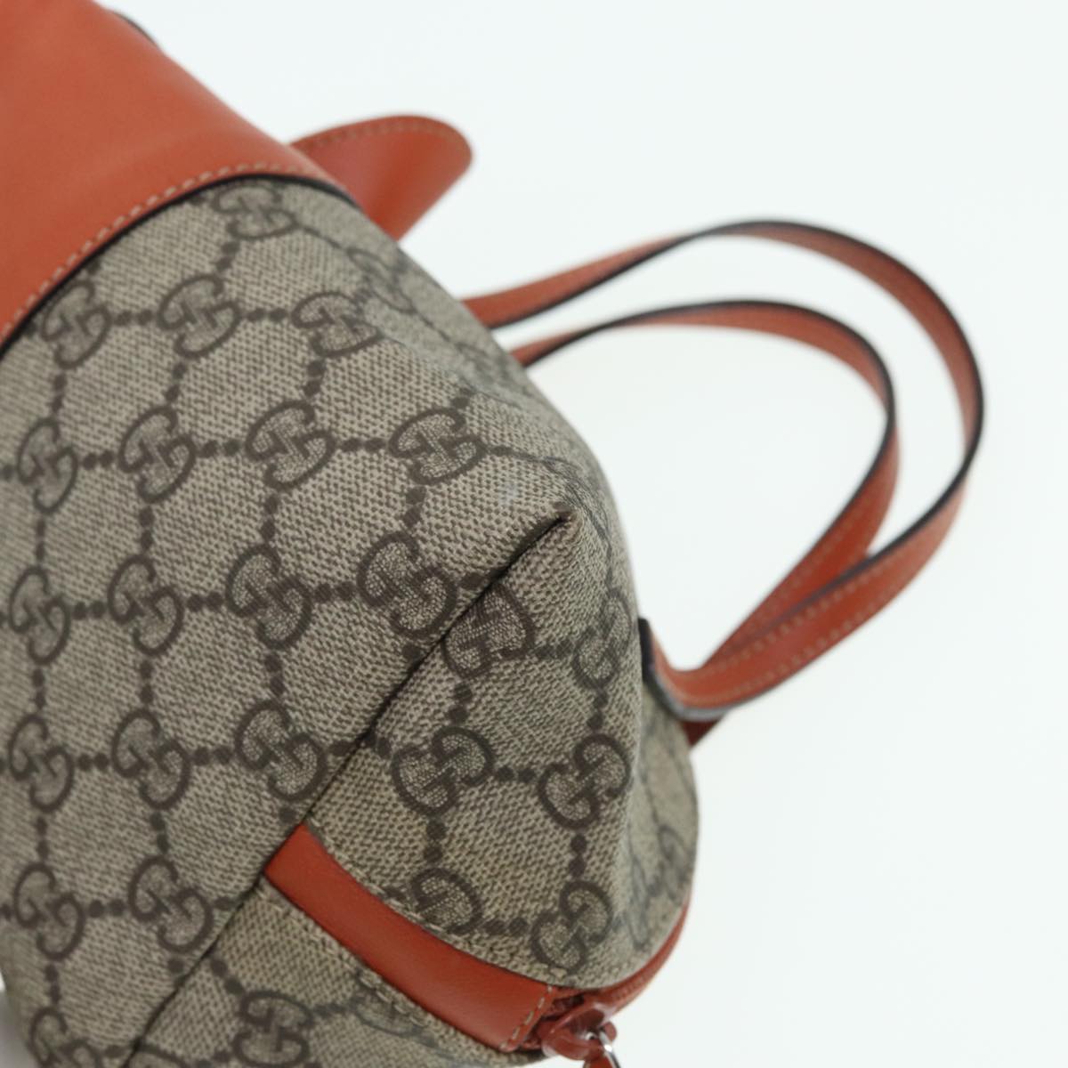 GUCCI GG Supreme Hand Bag PVC Leather Beige Orange 271093 83144