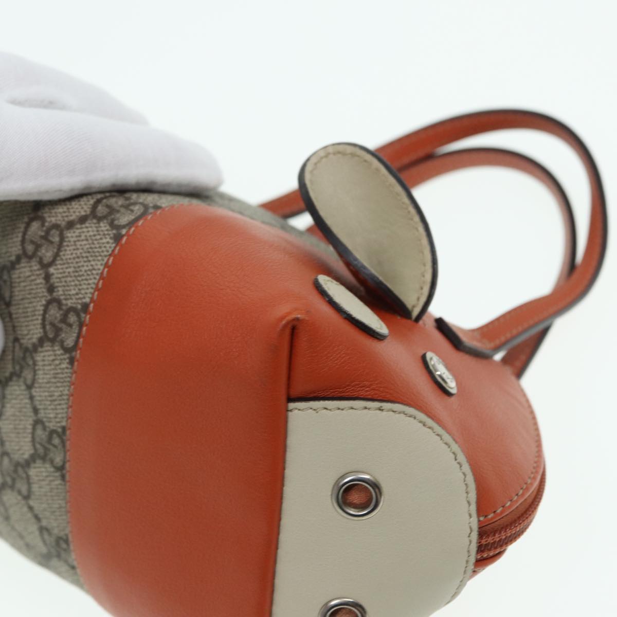 GUCCI GG Supreme Hand Bag PVC Leather Beige Orange 271093 83144