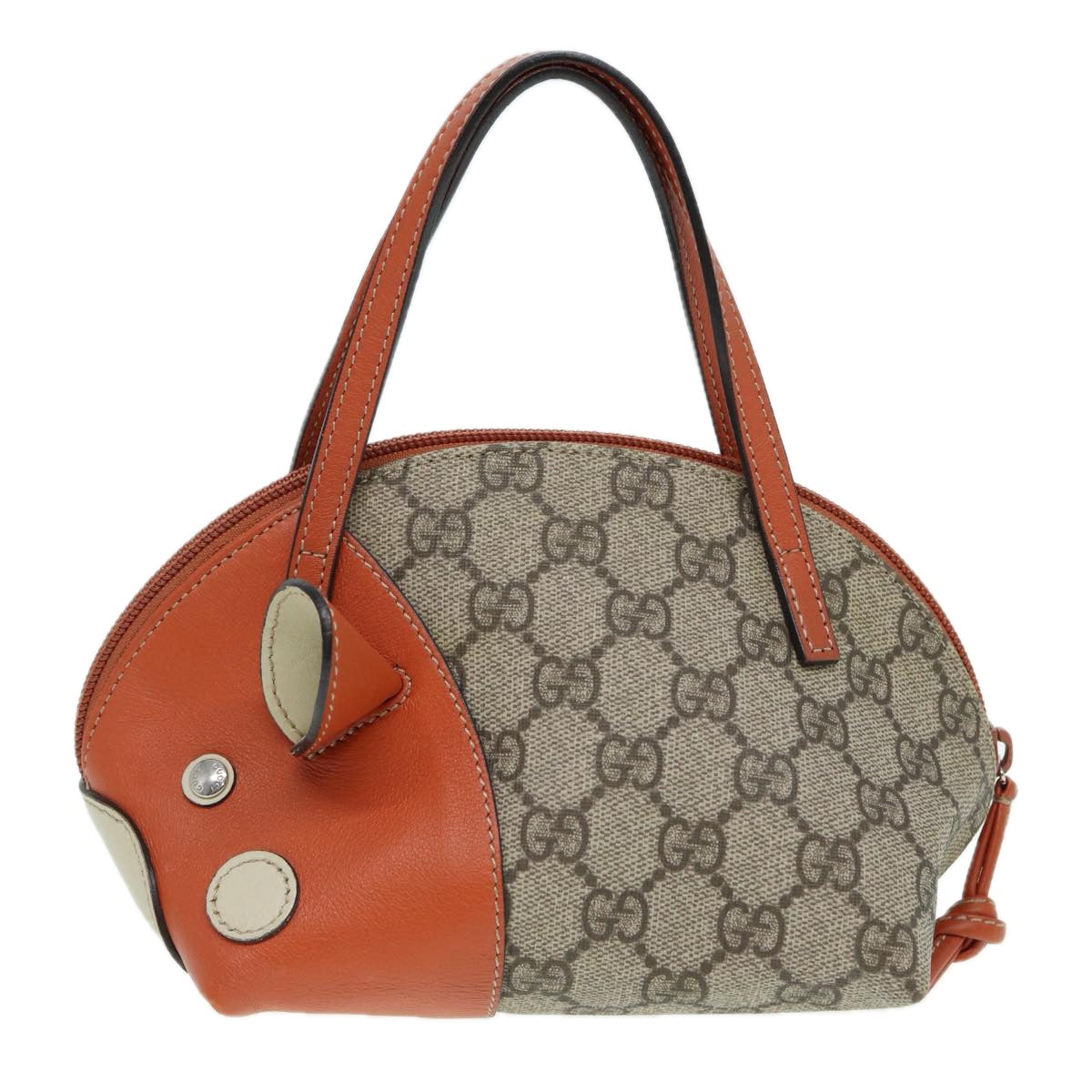 GUCCI GG Supreme Hand Bag PVC Leather Beige Orange 271093 83144