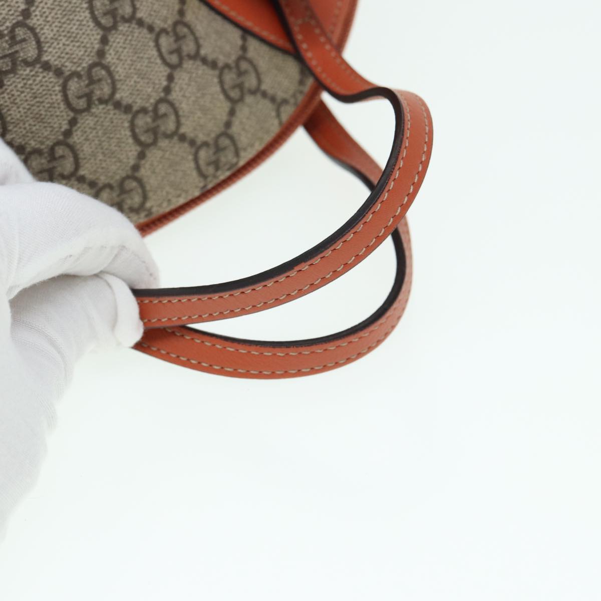GUCCI GG Supreme Hand Bag PVC Leather Beige Orange 271093 83144