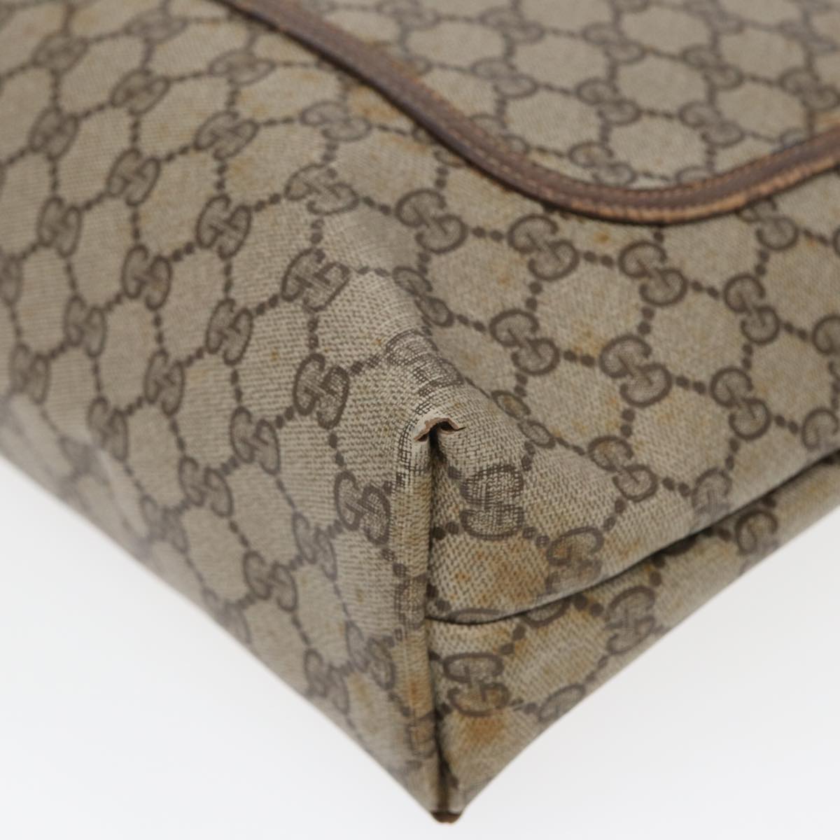 GUCCI GG Supreme Web Sherry Line Tote Bag PVC Leather Beige 39 02 003 83145