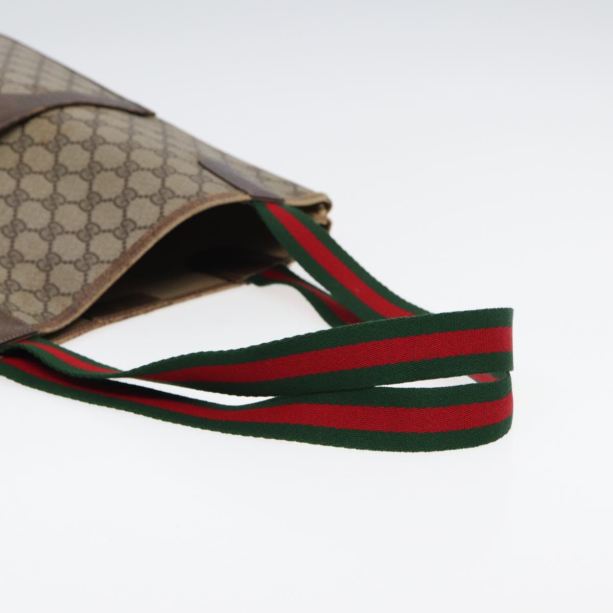 GUCCI GG Supreme Web Sherry Line Tote Bag PVC Leather Beige 39 02 003 83145