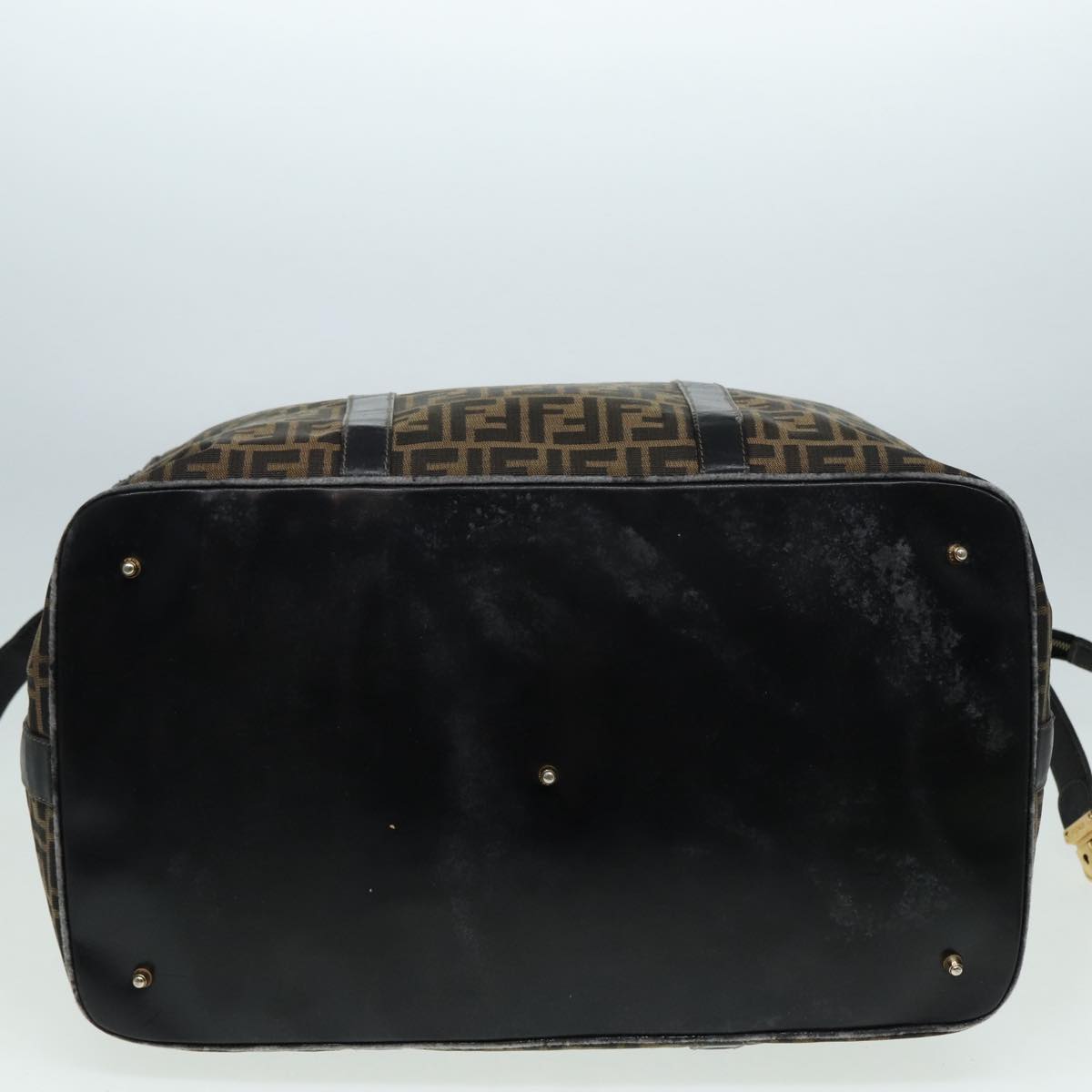 FENDI Zucca Canvas Boston Bag Brown Black 83151
