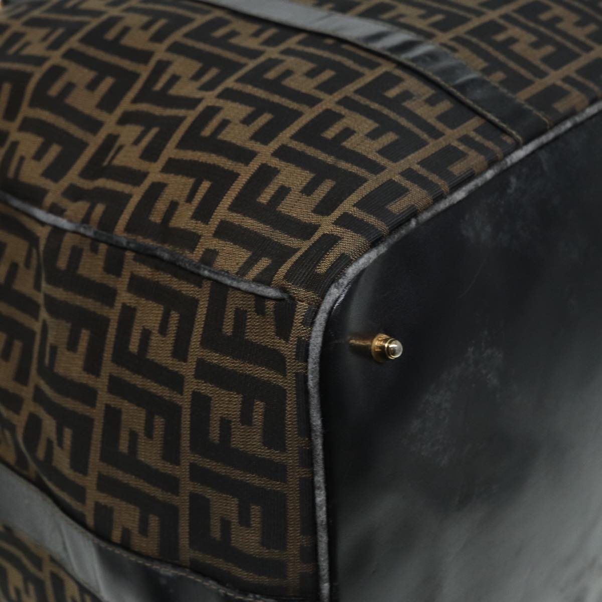 FENDI Zucca Canvas Boston Bag Brown Black 83151