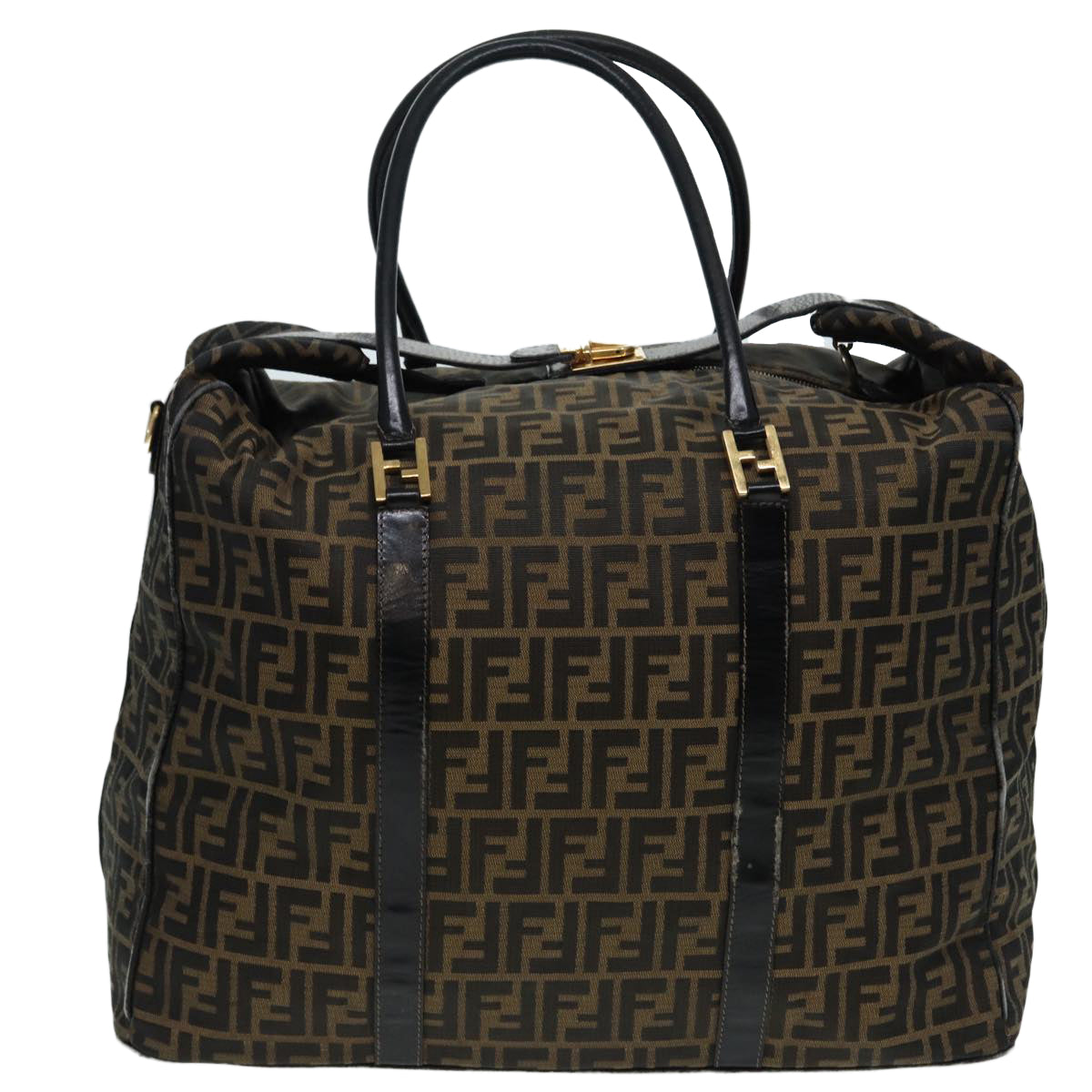 FENDI Zucca Canvas Boston Bag Brown Black 83151