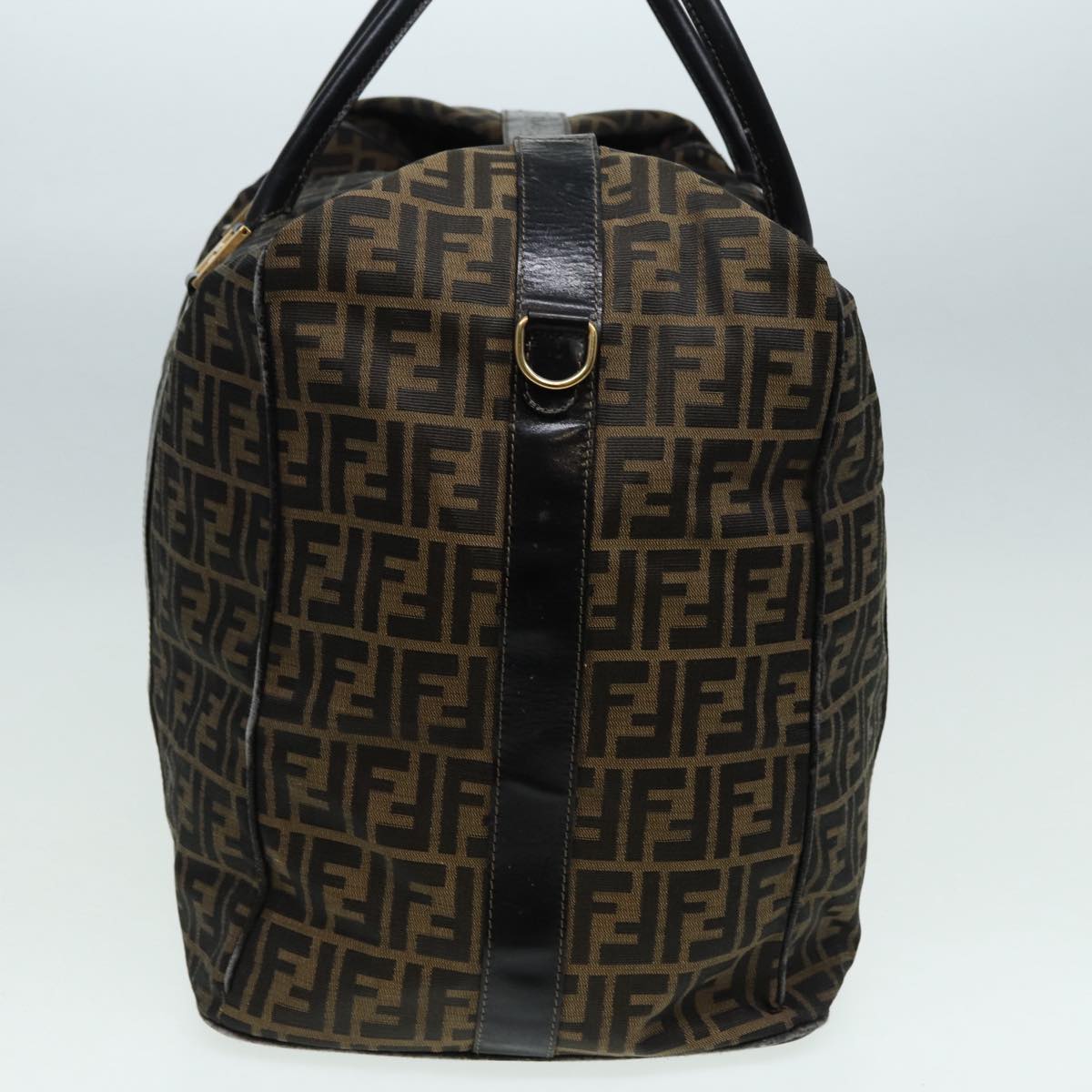FENDI Zucca Canvas Boston Bag Brown Black 83151