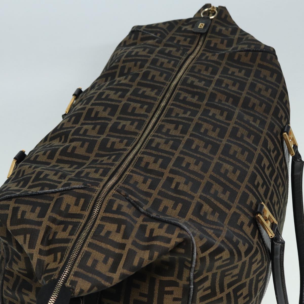 FENDI Zucca Canvas Boston Bag Brown Black 83151