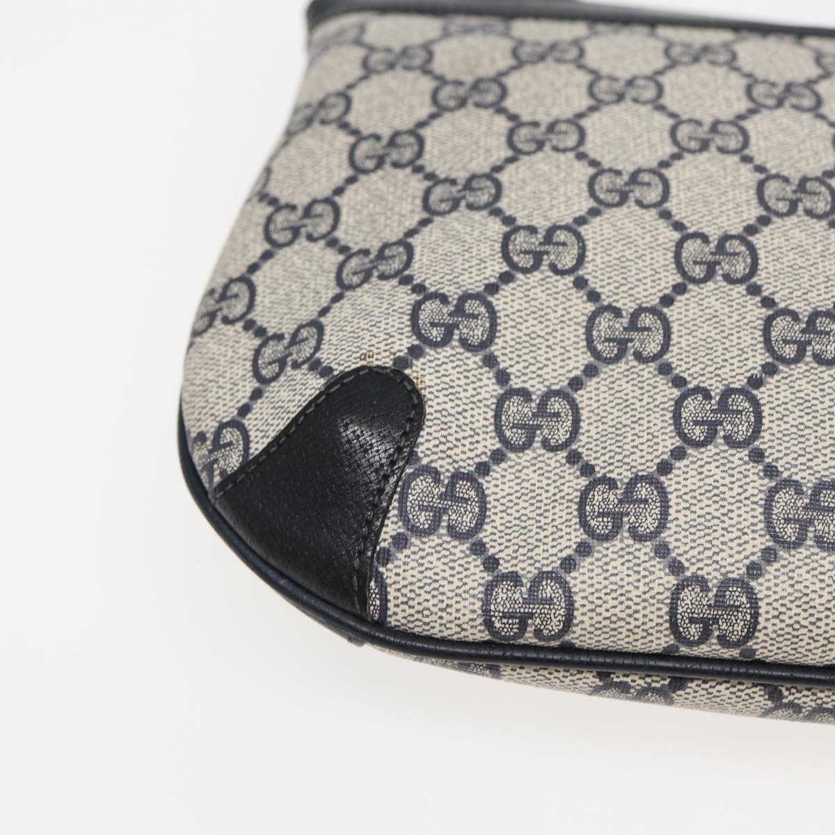 GUCCI GG Supreme Sherry Line Shoulder Bag PVC Navy Red 904 02 026 83193