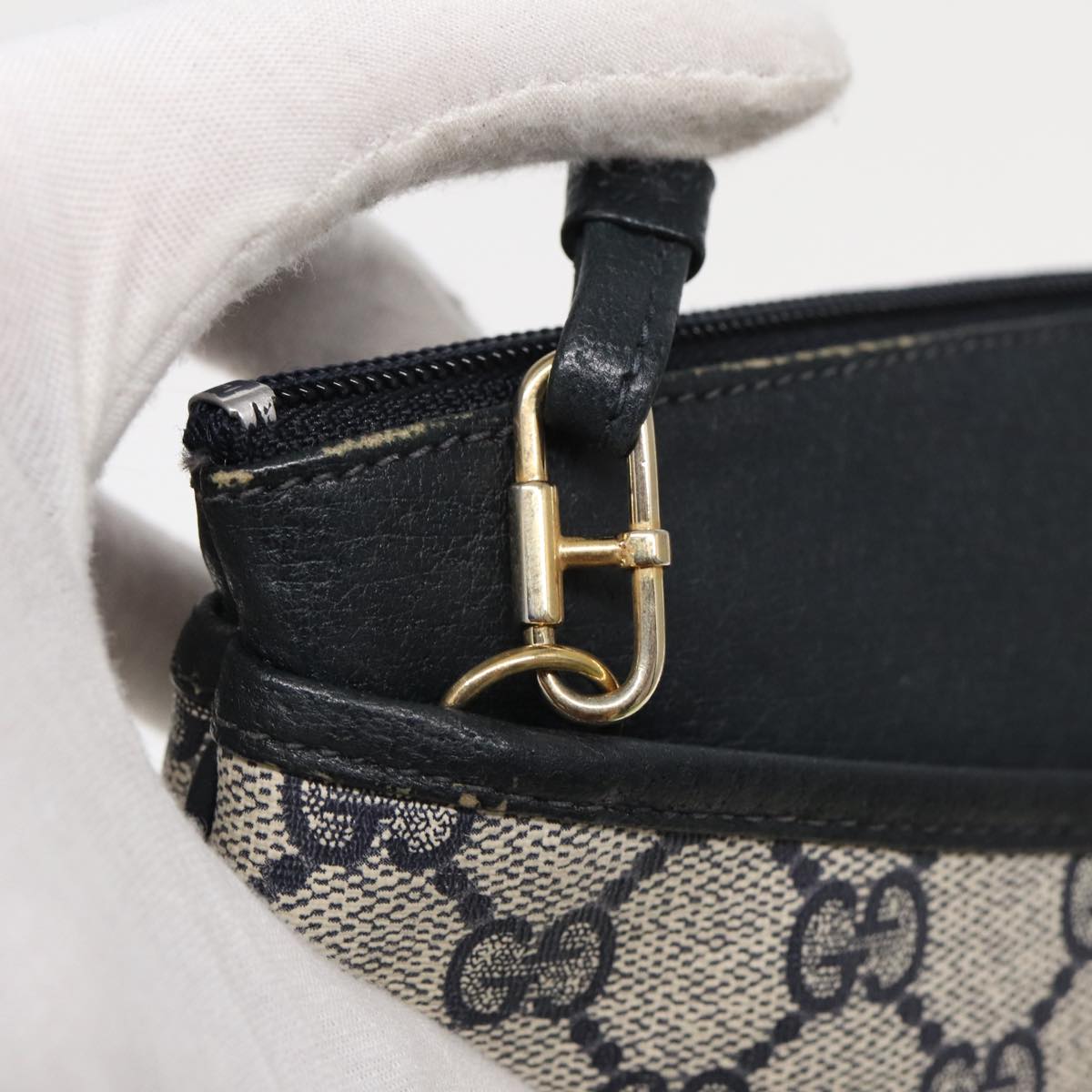 GUCCI GG Supreme Sherry Line Shoulder Bag PVC Navy Red 904 02 026 83193