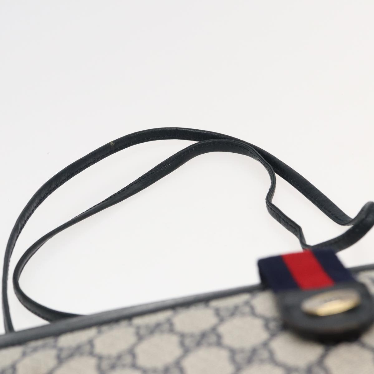 GUCCI GG Supreme Sherry Line Shoulder Bag PVC Navy Red 904 02 026 83193