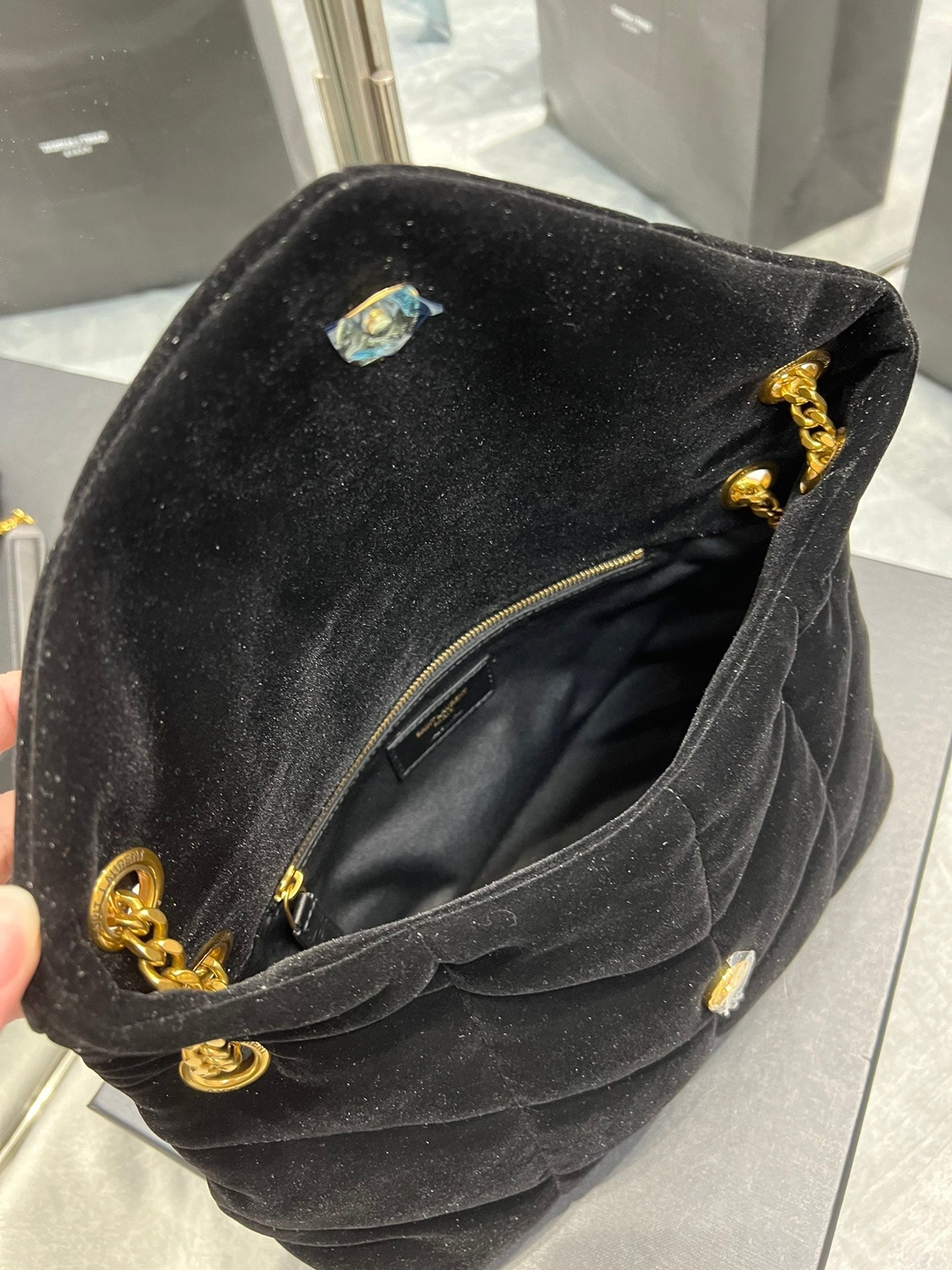 GLAMI Puffer Small Chain Bag Black For Women, Women’s Bags 11.4in/29cm YSLÃ¢â‚¬Å½