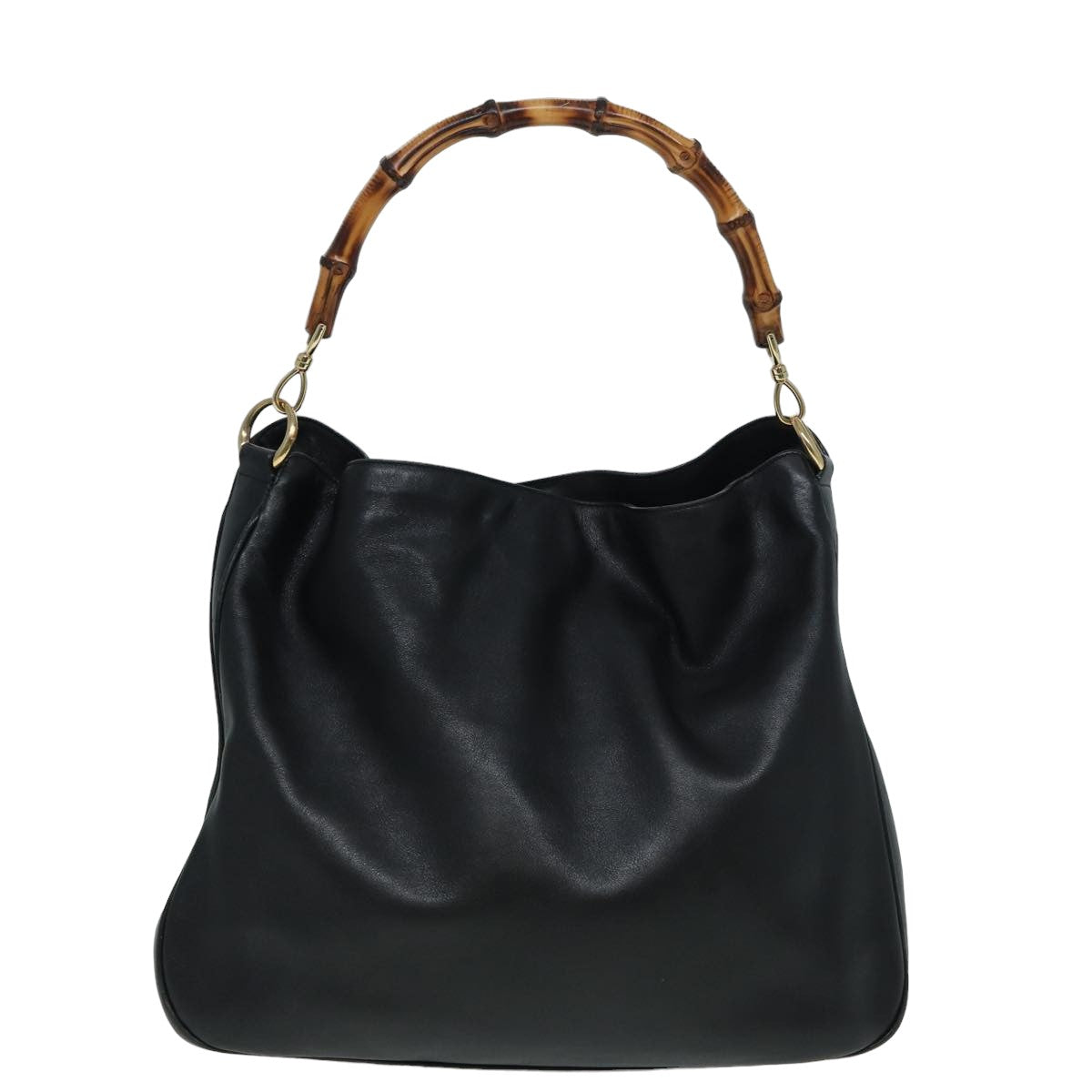 GUCCI Bamboo Hand Bag Leather 2way Black 83205