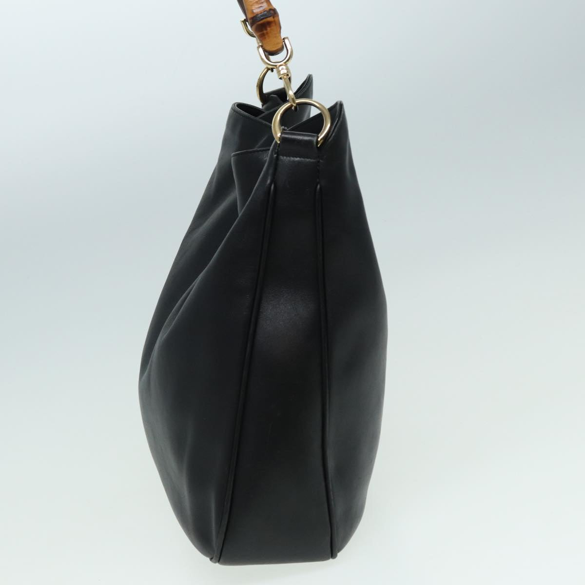 GUCCI Bamboo Hand Bag Leather 2way Black 83205