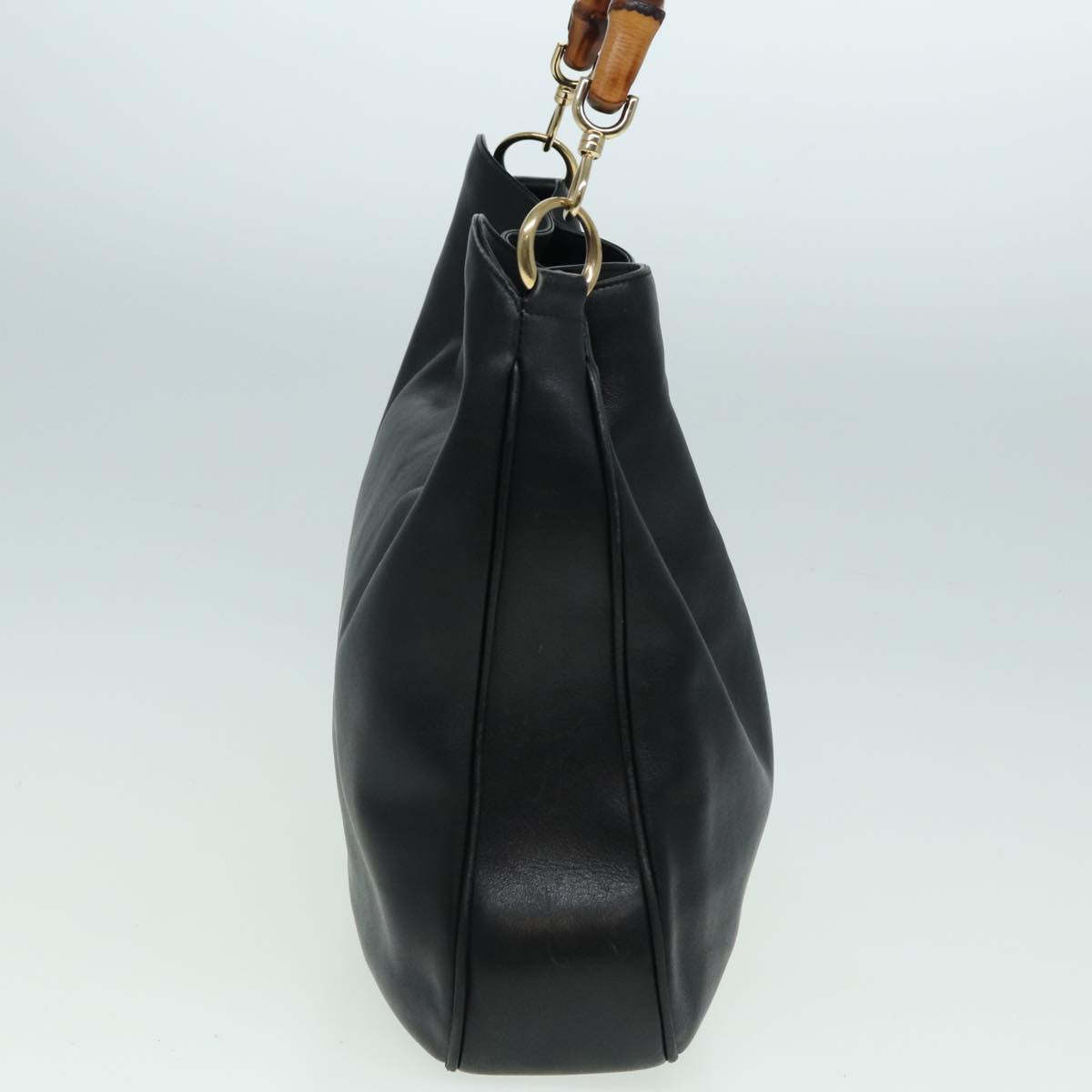 GUCCI Bamboo Hand Bag Leather 2way Black 83205