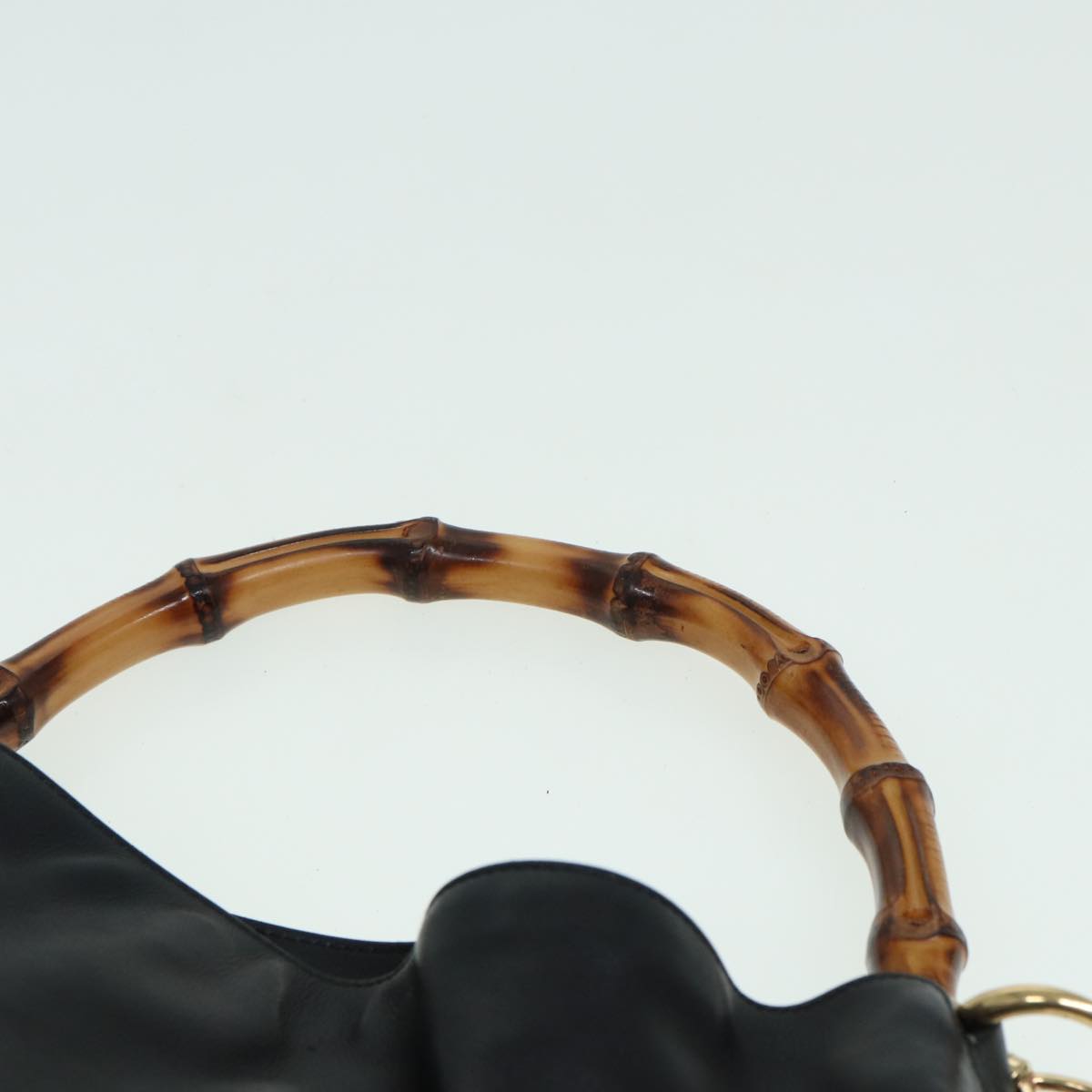 GUCCI Bamboo Hand Bag Leather 2way Black 83205
