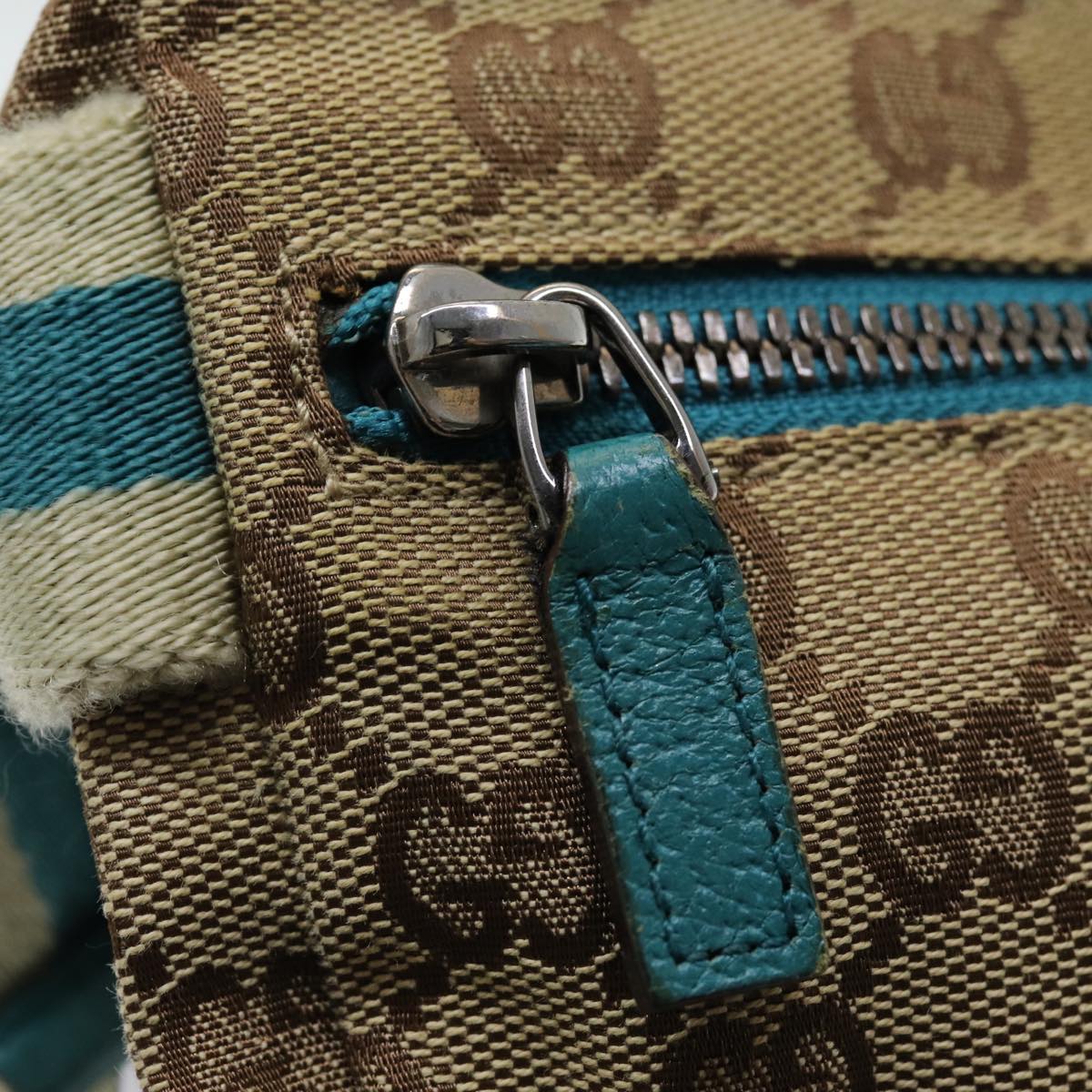 GUCCI GG Canvas Sherry Line Waist bag Beige Emerald Green 28566 0959 83220