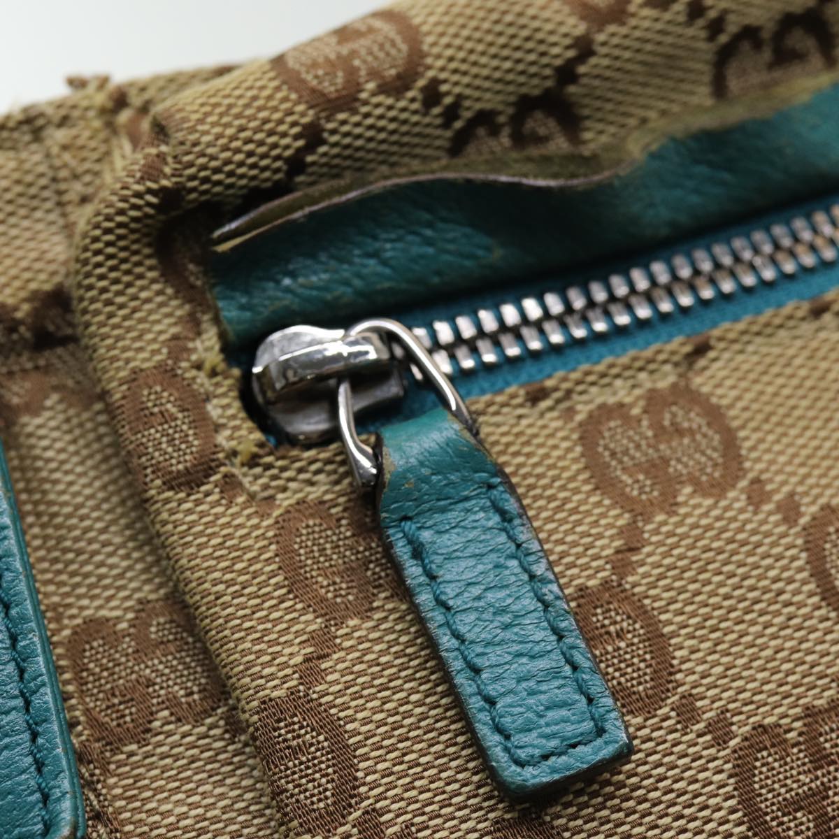 GUCCI GG Canvas Sherry Line Waist bag Beige Emerald Green 28566 0959 83220