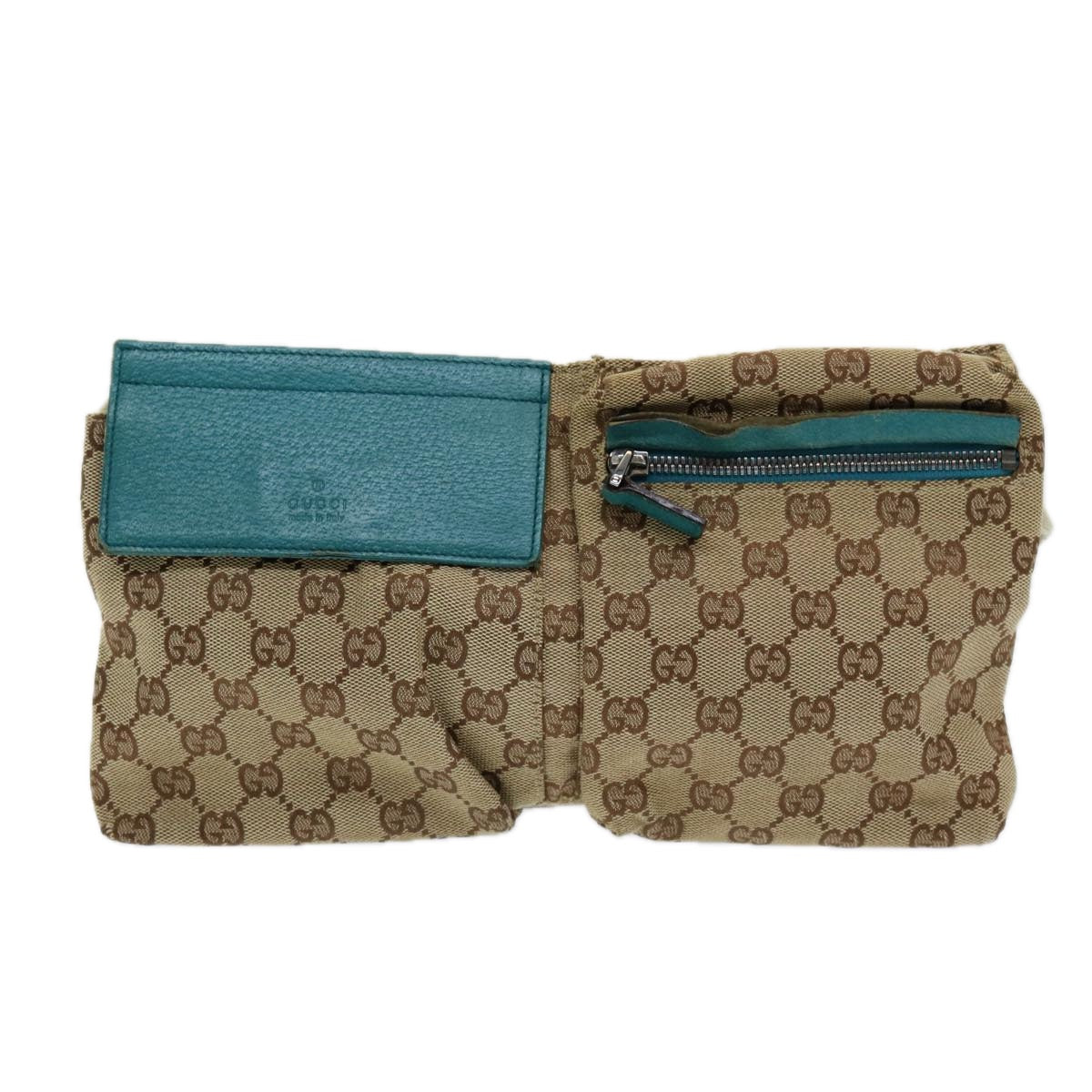 GUCCI GG Canvas Sherry Line Waist bag Beige Emerald Green 28566 0959 83220