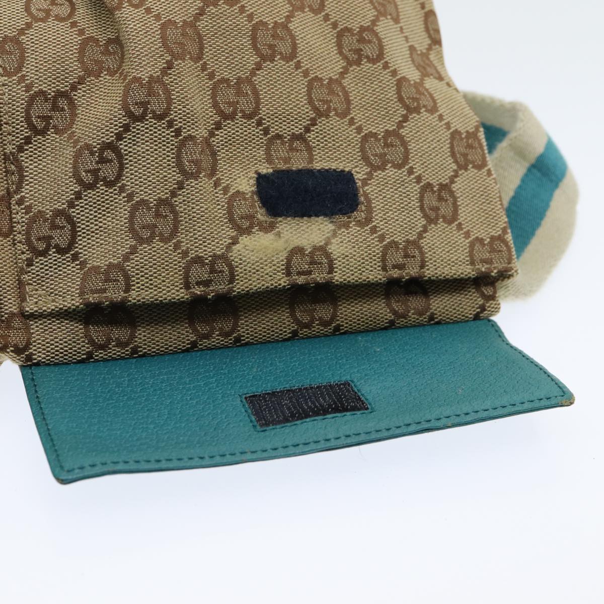 GUCCI GG Canvas Sherry Line Waist bag Beige Emerald Green 28566 0959 83220