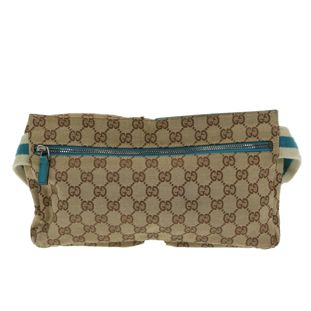 GUCCI GG Canvas Sherry Line Waist bag Beige Emerald Green 28566 0959 83220