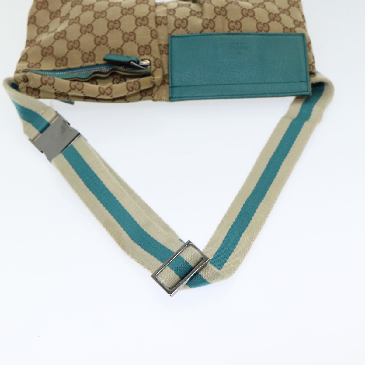 GUCCI GG Canvas Sherry Line Waist bag Beige Emerald Green 28566 0959 83220