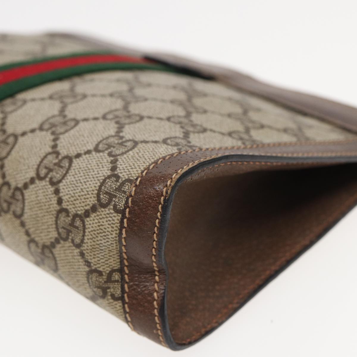 GUCCI GG Supreme Web Sherry Line Clutch Bag PVC Beige 89 01 001 83241