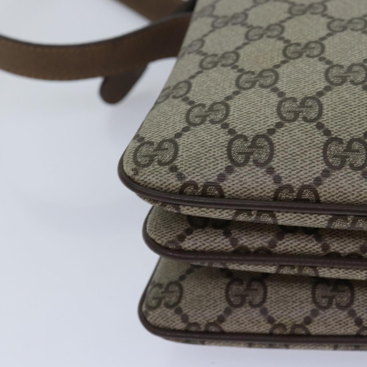 GUCCI GG Canvas Web Sherry Line Shoulder Bag PVC Leather Beige Green 83269