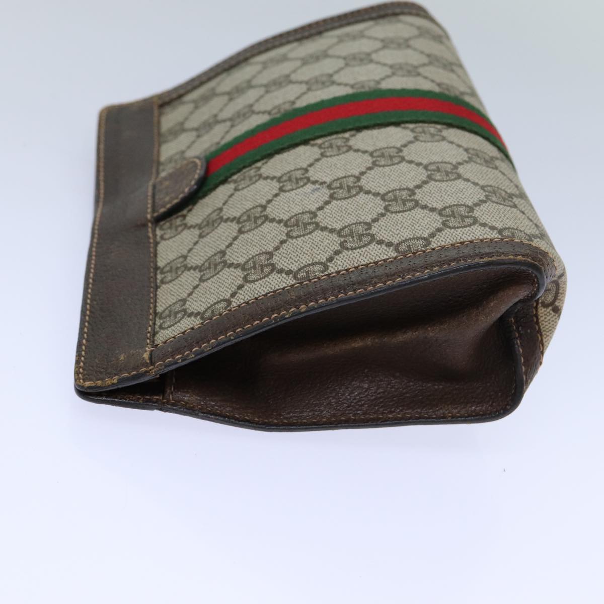 GUCCI GG Supreme Web Sherry Line Clutch Bag PVC Beige 67 014 2125 83284