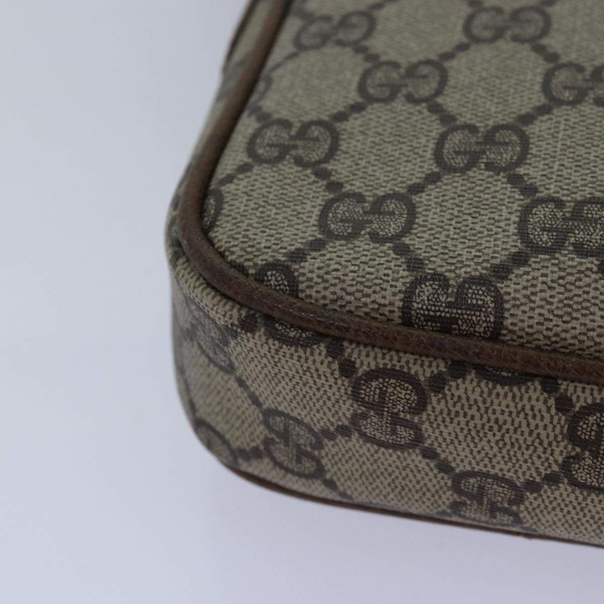 GUCCI GG Canvas Web Sherry Line Shoulder Bag PVC Leather Beige Green 83285