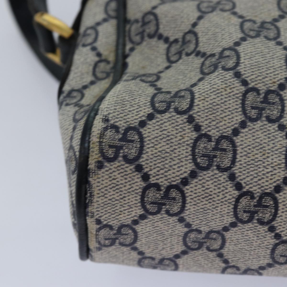GUCCI GG Canvas Sherry Line Shoulder Bag PVC Leather Navy Red 83291