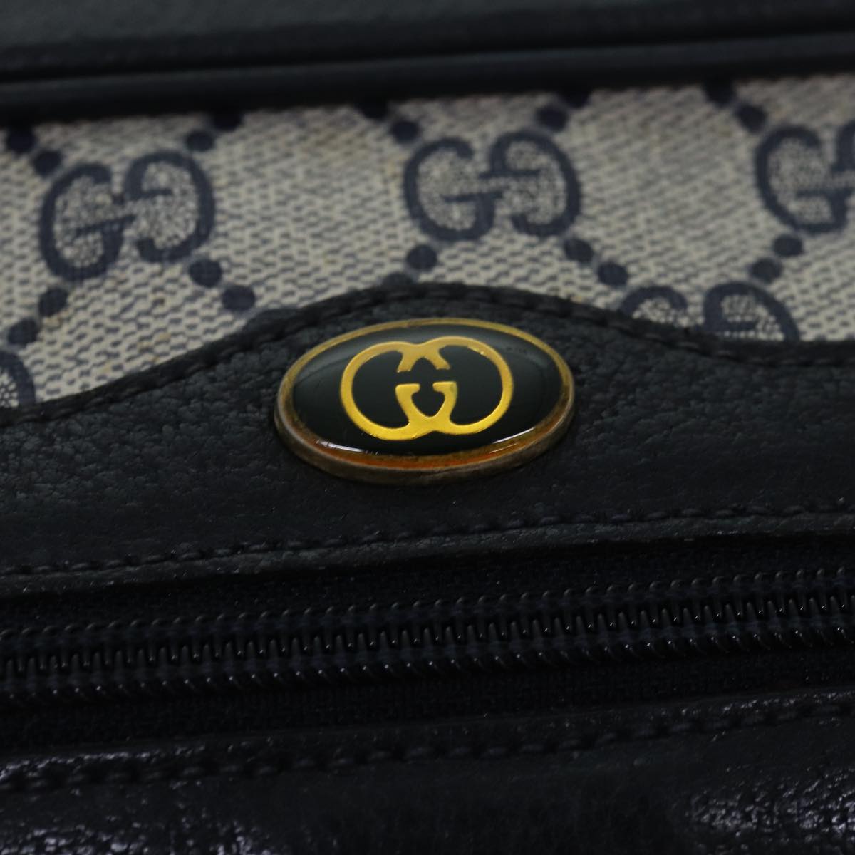 GUCCI GG Canvas Sherry Line Shoulder Bag PVC Leather Navy Red 83291