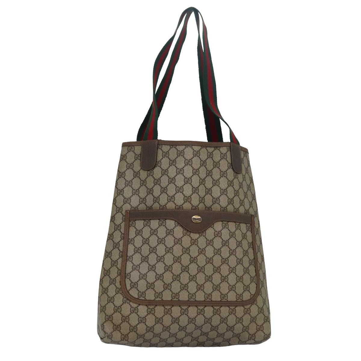 GUCCI GG Supreme Web Sherry Line Tote Bag PVC Leather Beige 39 02 003 83298