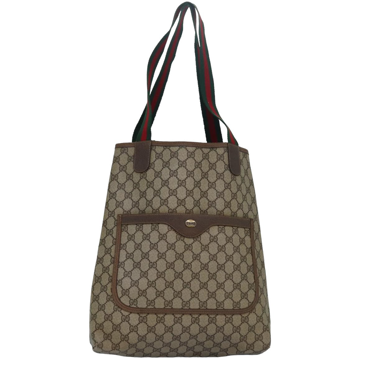 GUCCI GG Supreme Web Sherry Line Tote Bag PVC Leather Beige 39 02 003 83298