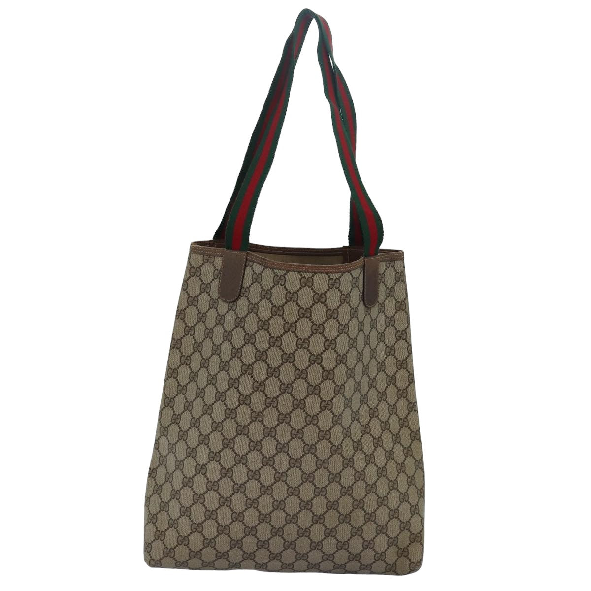 GUCCI GG Supreme Web Sherry Line Tote Bag PVC Leather Beige 39 02 003 83298