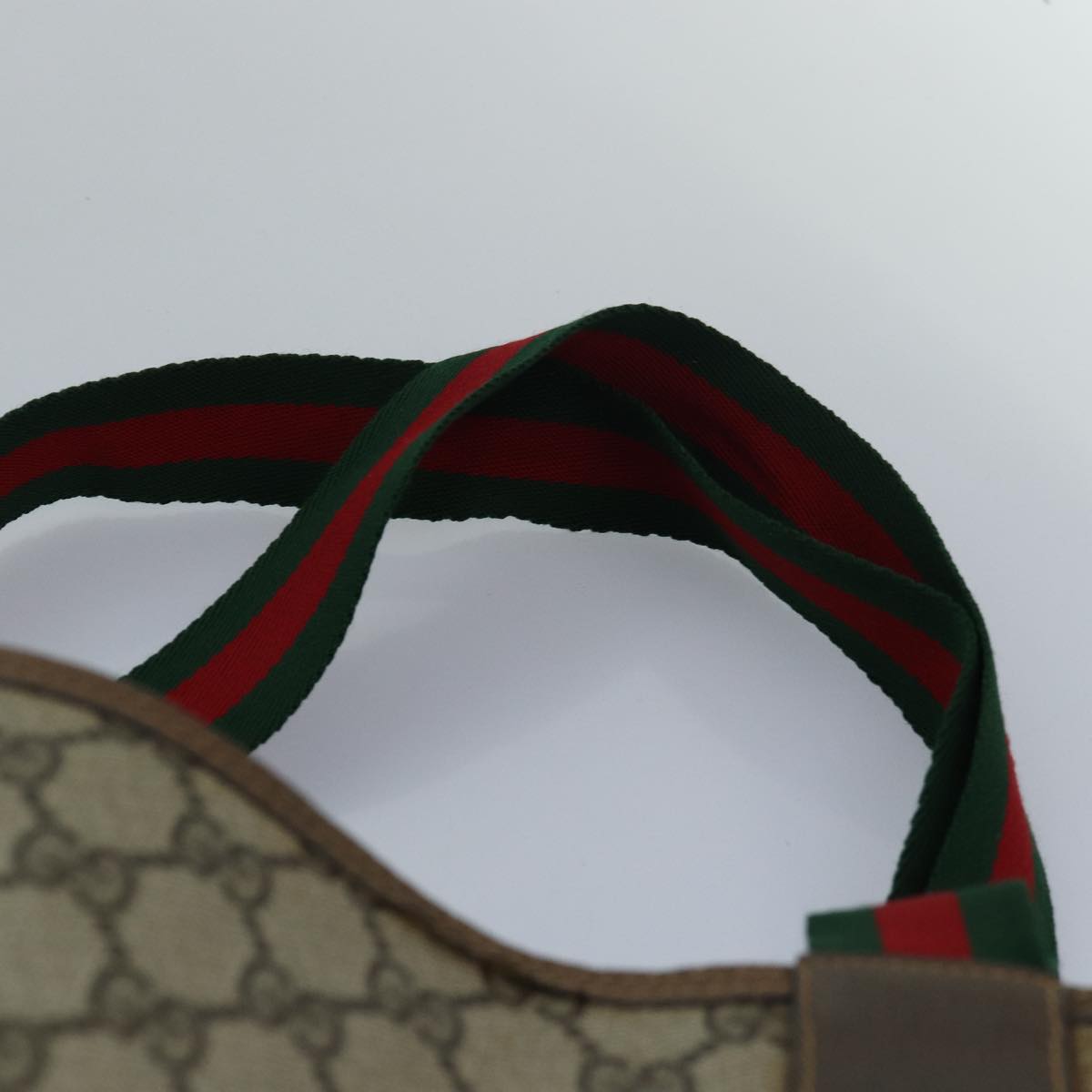 GUCCI GG Supreme Web Sherry Line Tote Bag PVC Leather Beige 39 02 003 83298
