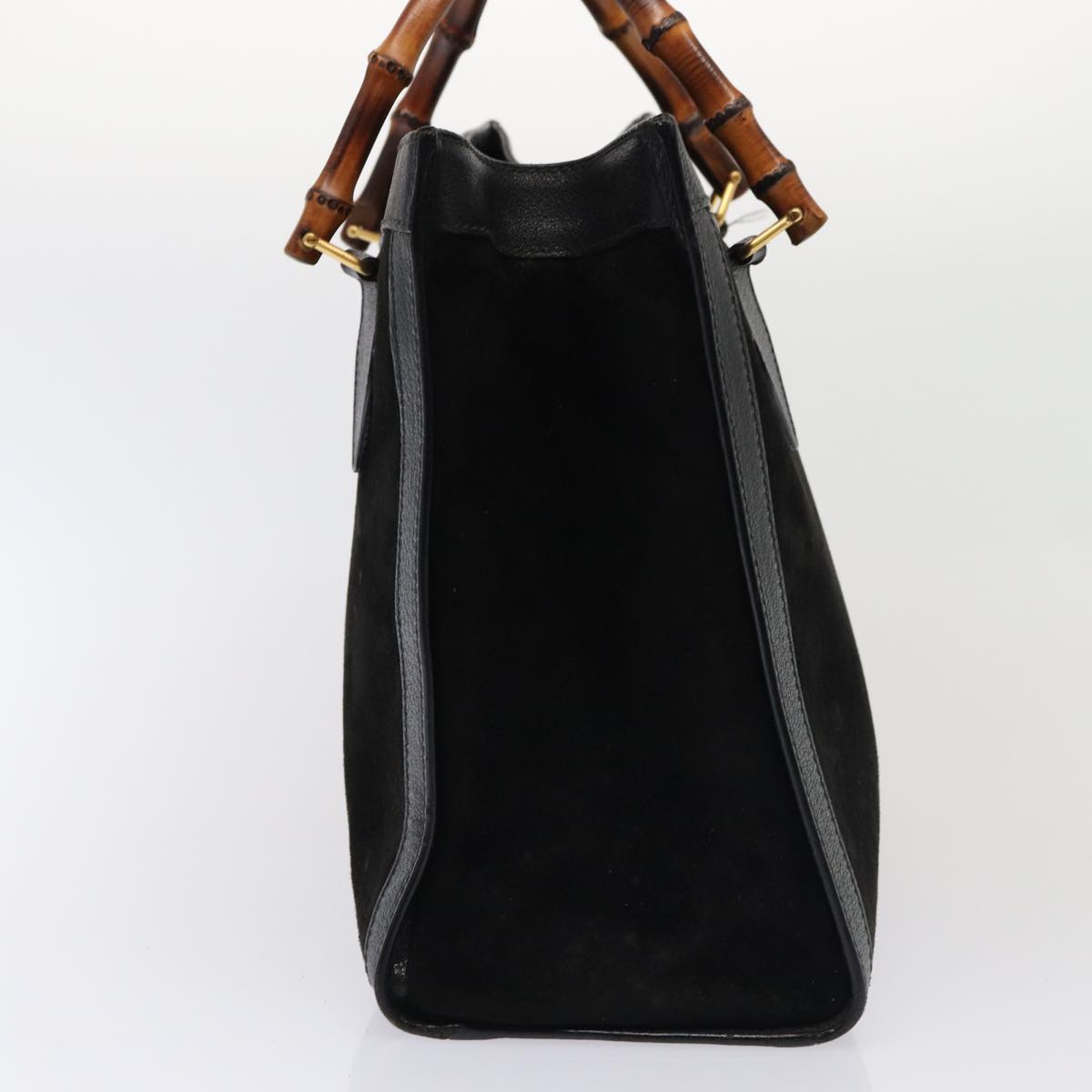 GUCCI Bamboo Hand Bag Suede Black 83299