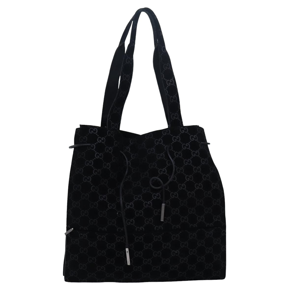 GUCCI GG Canvas Tote Bag Suede Black 002 1052 001998 83300