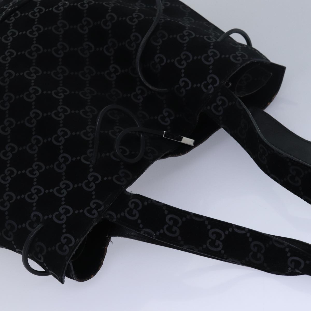 GUCCI GG Canvas Tote Bag Suede Black 002 1052 001998 83300