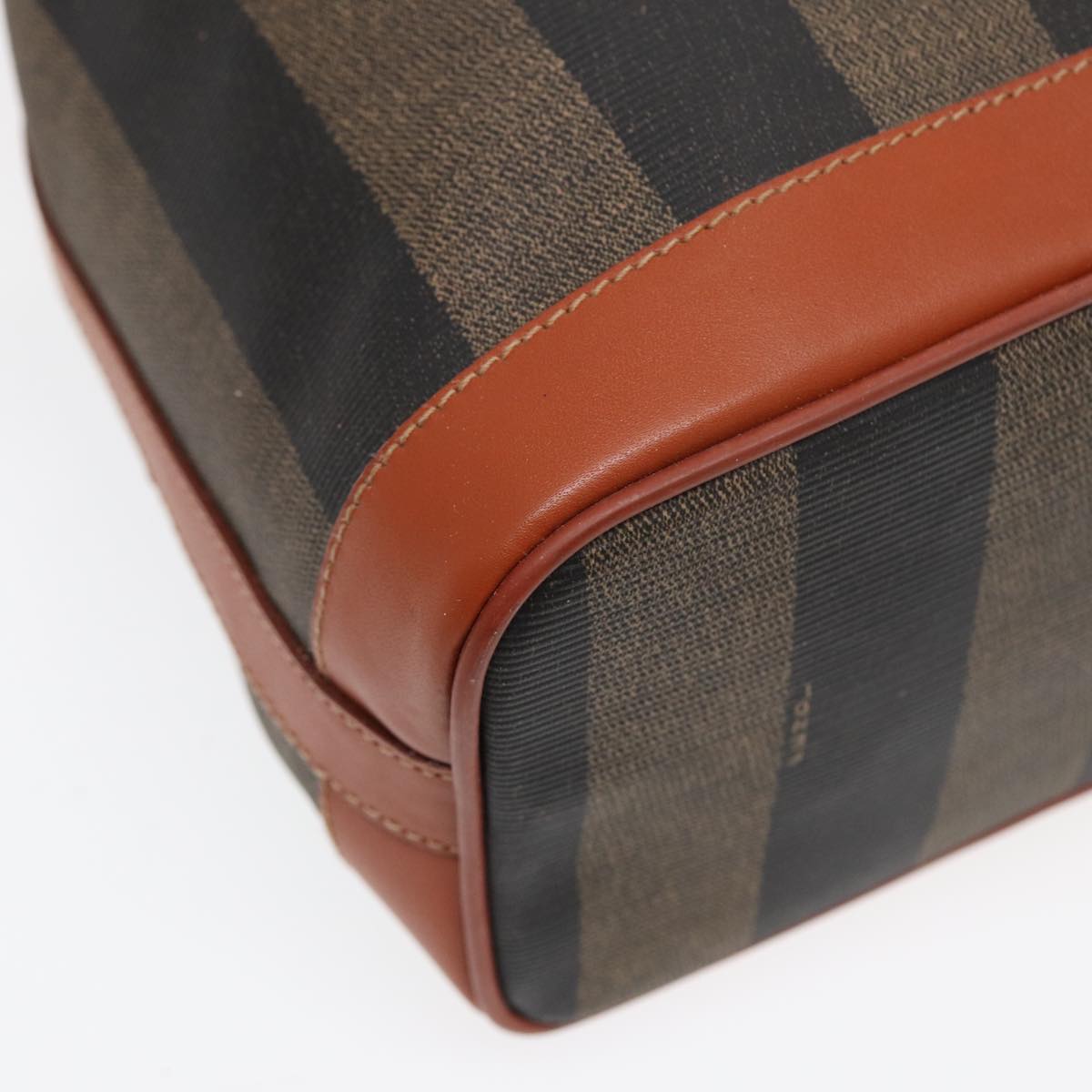 FENDI Pecan Canvas Shoulder Bag PVC Leather Brown 83311