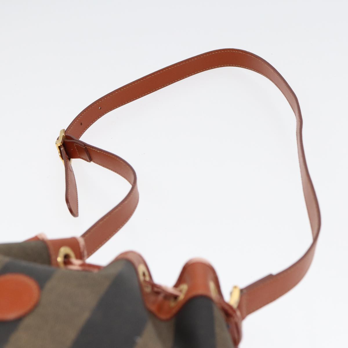 FENDI Pecan Canvas Shoulder Bag PVC Leather Brown 83311