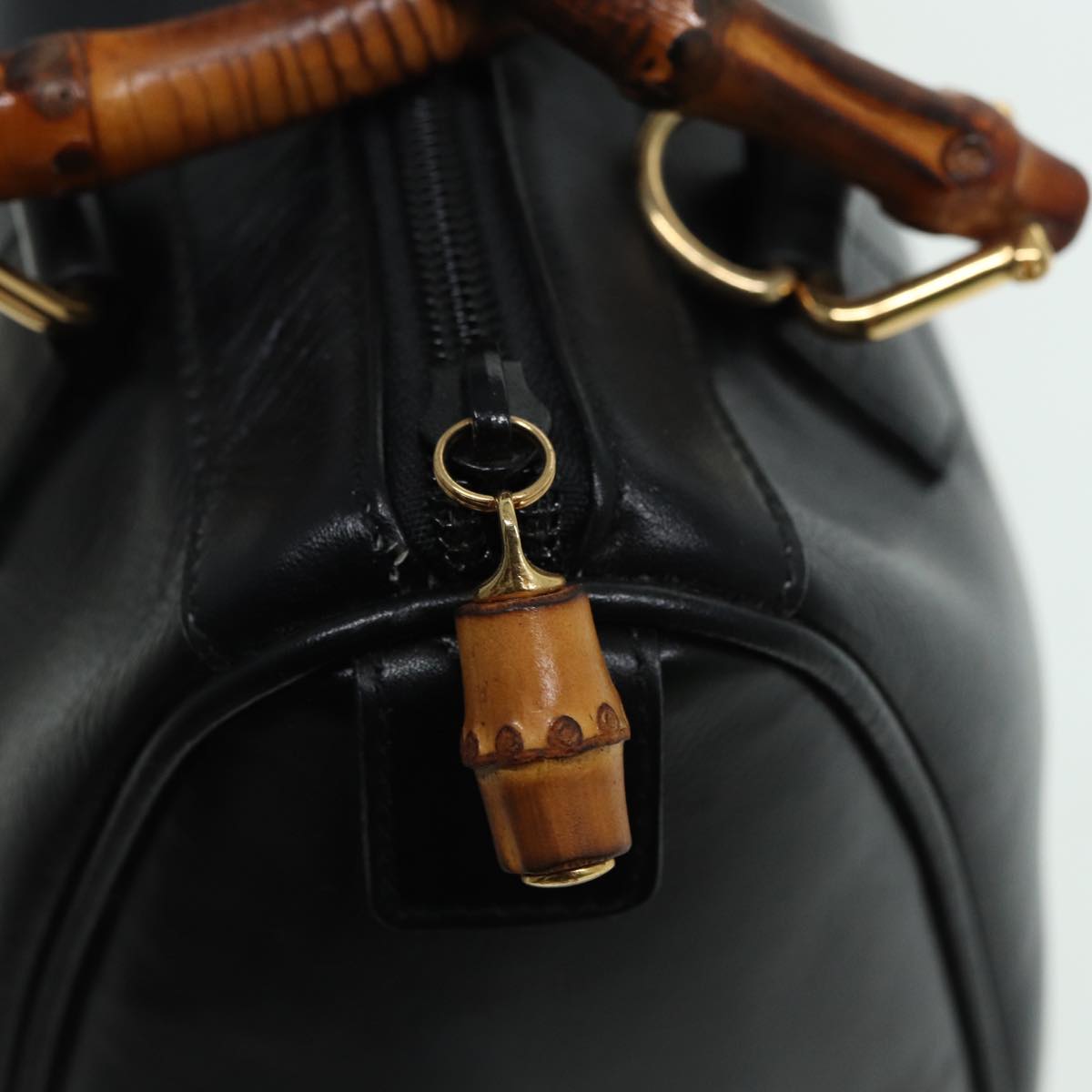 GUCCI Bamboo Hand Bag Leather 2way Black 000 122 0294 83372