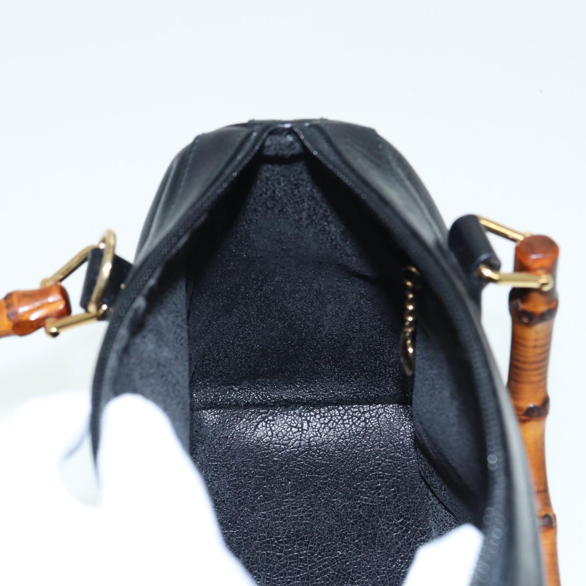 GUCCI Bamboo Hand Bag Leather 2way Black 000 122 0294 83372