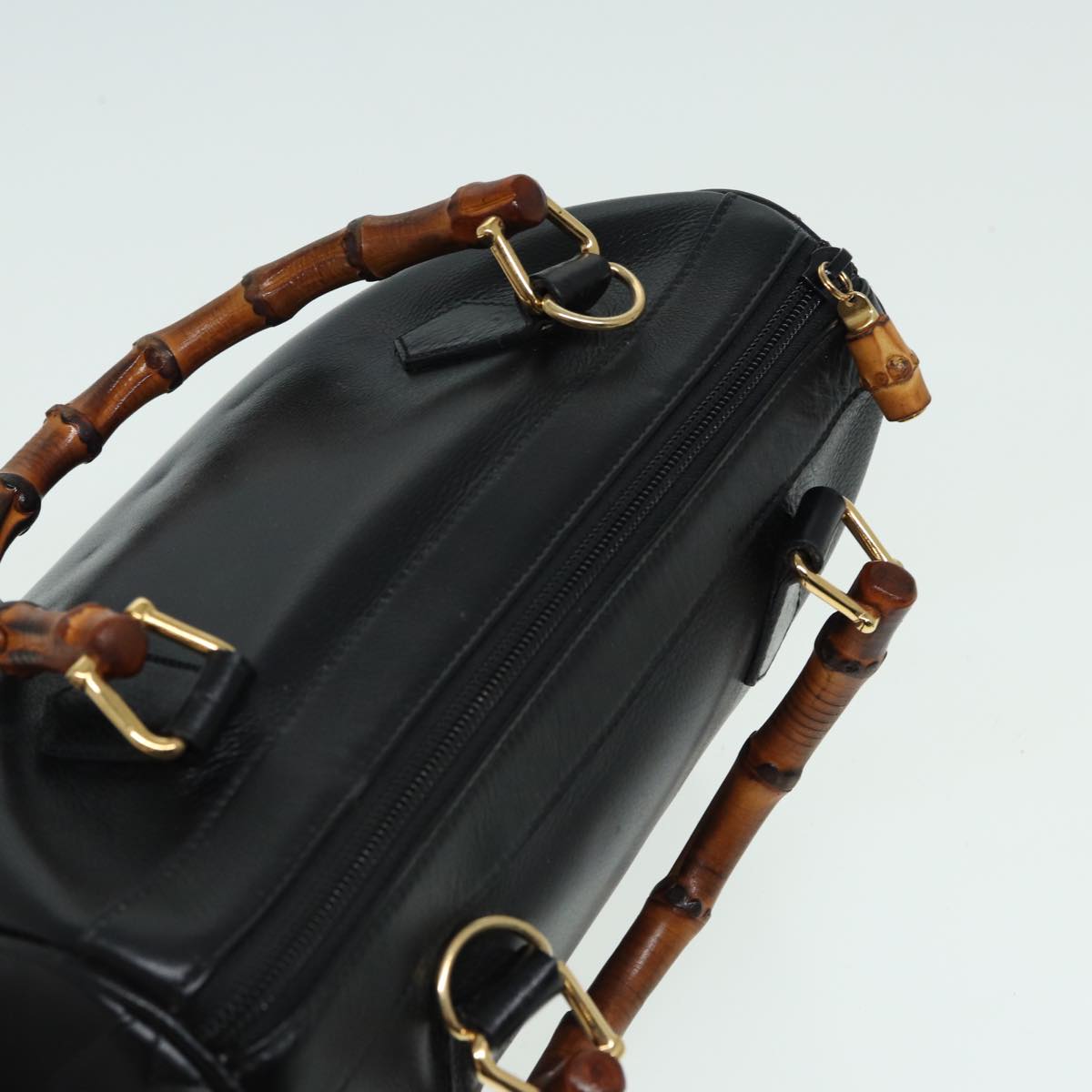 GUCCI Bamboo Hand Bag Leather 2way Black 000 122 0294 83372