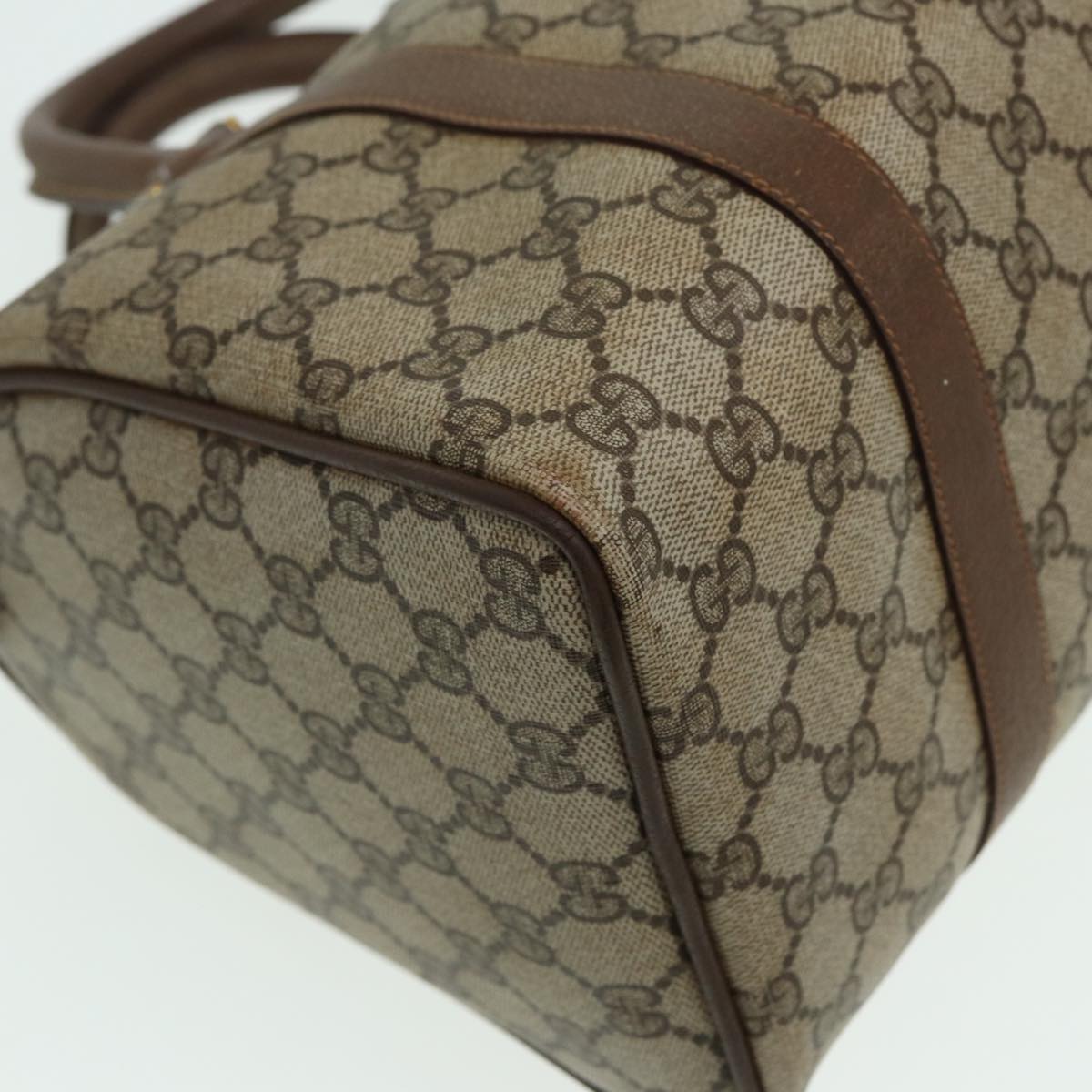 GUCCI GG Supreme Web Sherry Line Boston Bag PVC Beige Red 111 02 007 83384