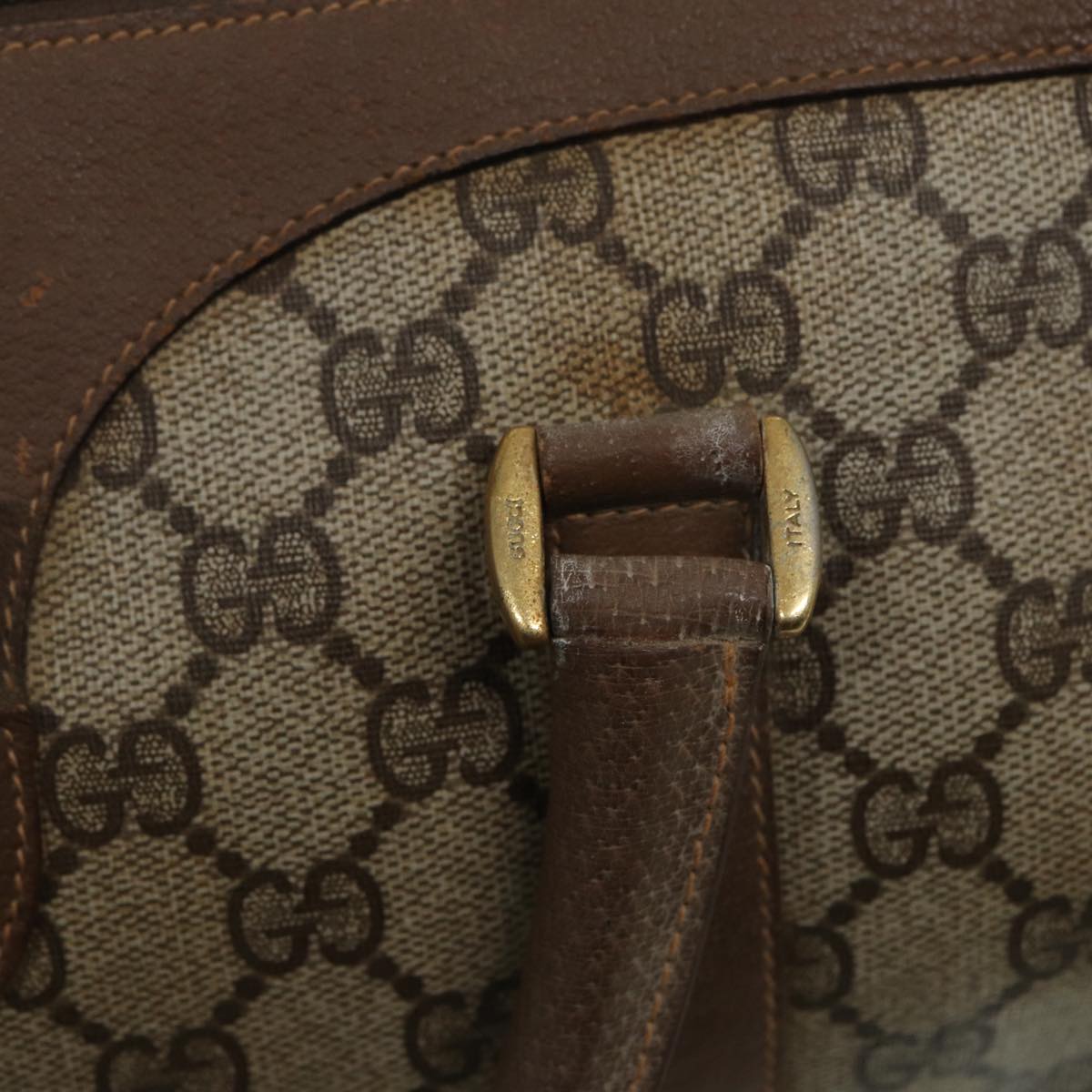 GUCCI GG Supreme Web Sherry Line Boston Bag PVC Beige Red 111 02 007 83384