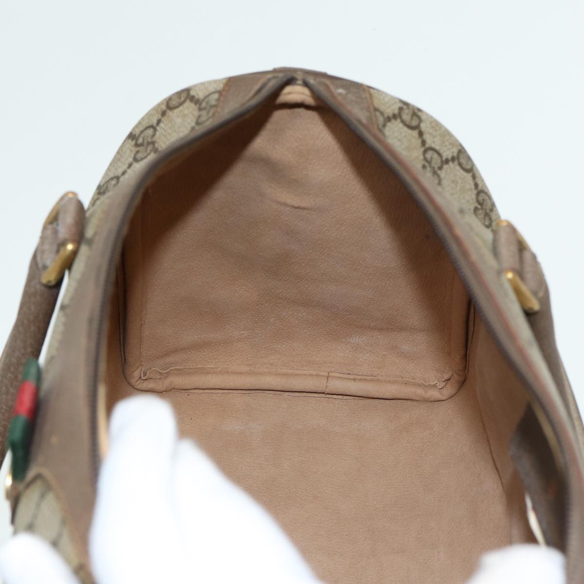 GUCCI GG Supreme Web Sherry Line Boston Bag PVC Beige Red 111 02 007 83384
