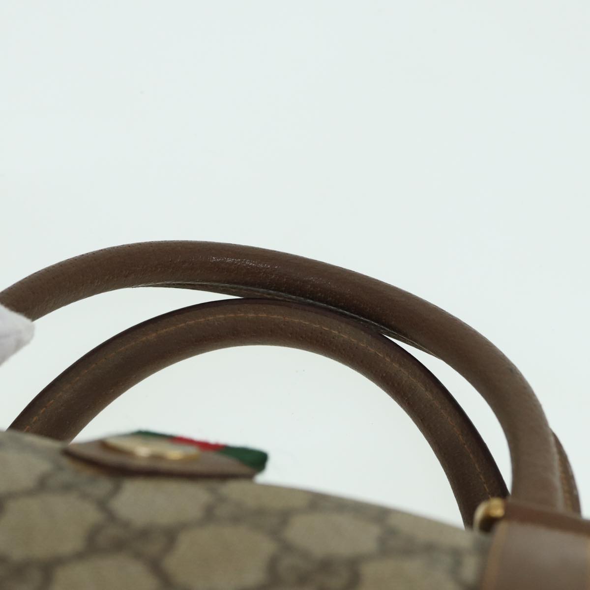 GUCCI GG Supreme Web Sherry Line Boston Bag PVC Beige Red 111 02 007 83384