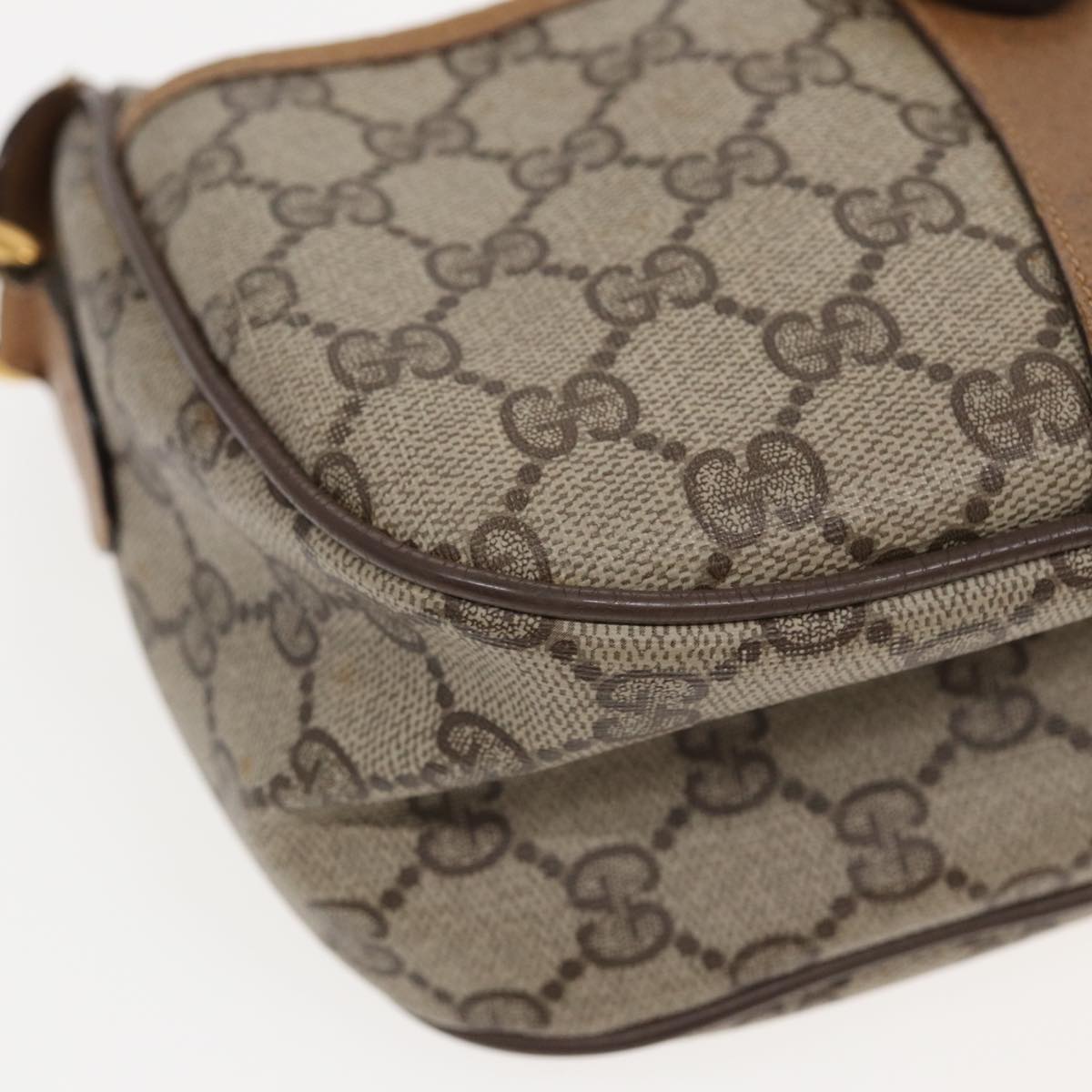 GUCCI GG Supreme Web Sherry Line Shoulder Bag PVC Beige Red 89 01 032 83419