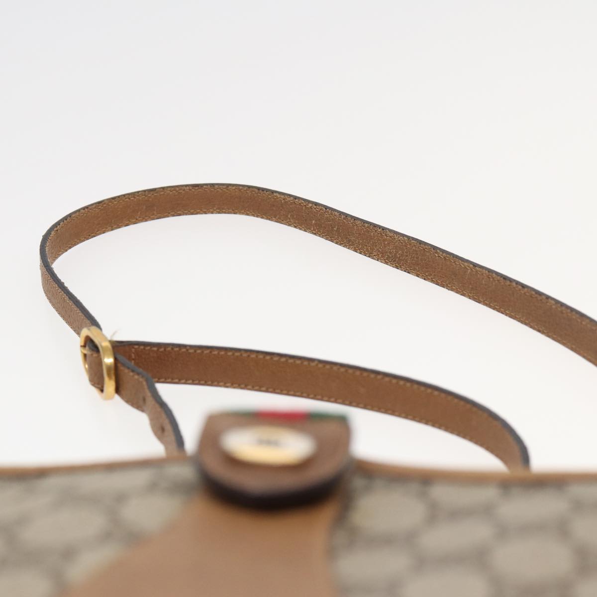 GUCCI GG Supreme Web Sherry Line Shoulder Bag PVC Beige Red 89 01 032 83419